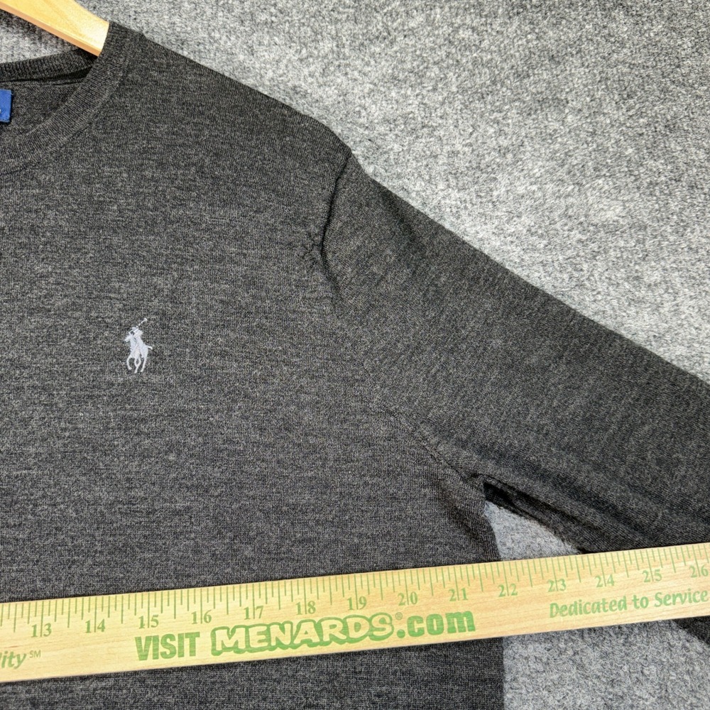 Polo Ralph Lauren Merino Wool Sweater Mens Large Gray Crewneck Pony Logo - Picture 6 of 9